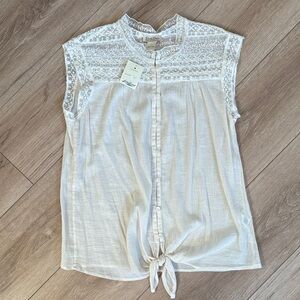 Lucky Brand Lace Detail Blouse - Cream NWT